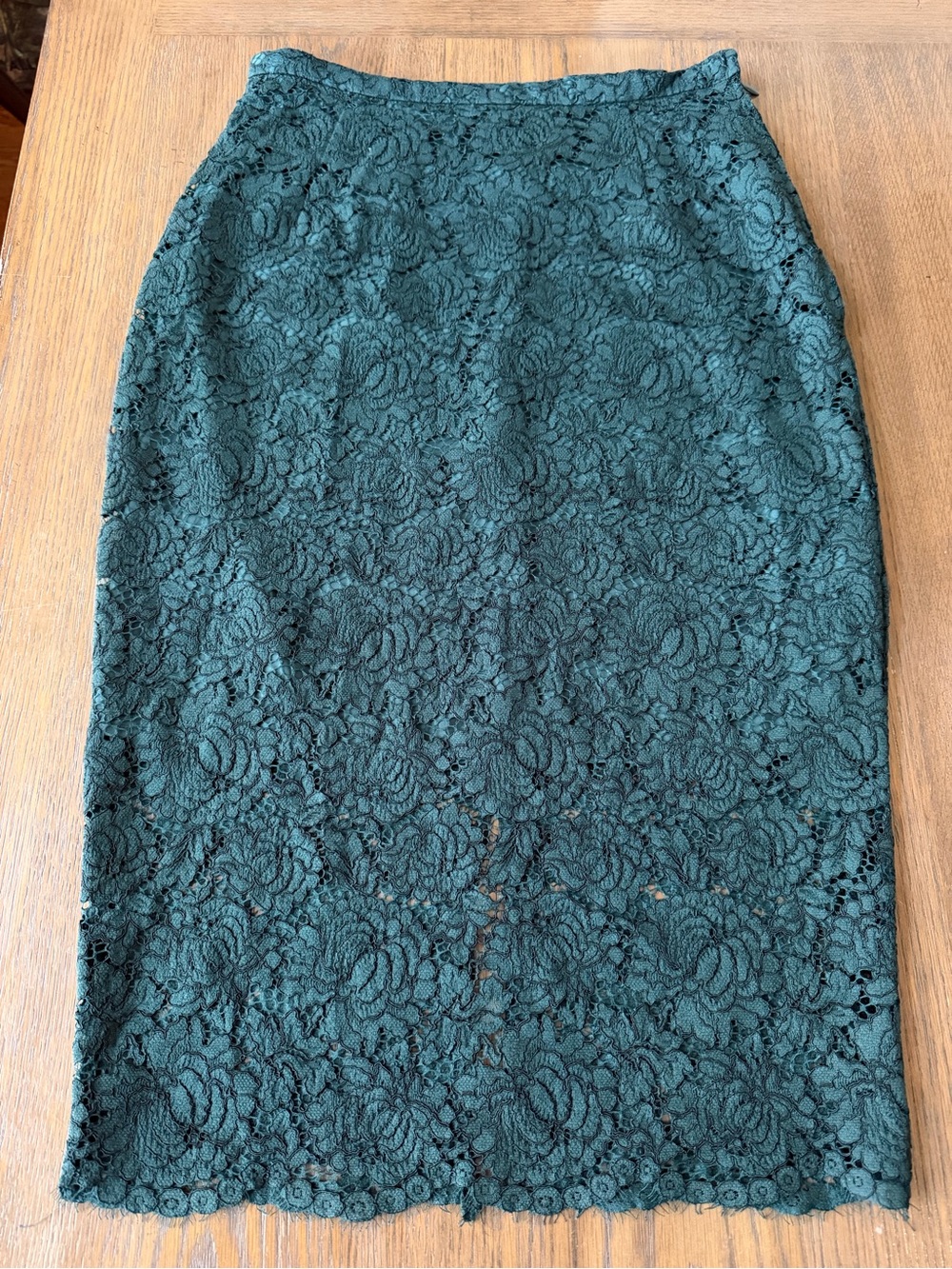 Dark Green Lace Pencil MIDI Skirt